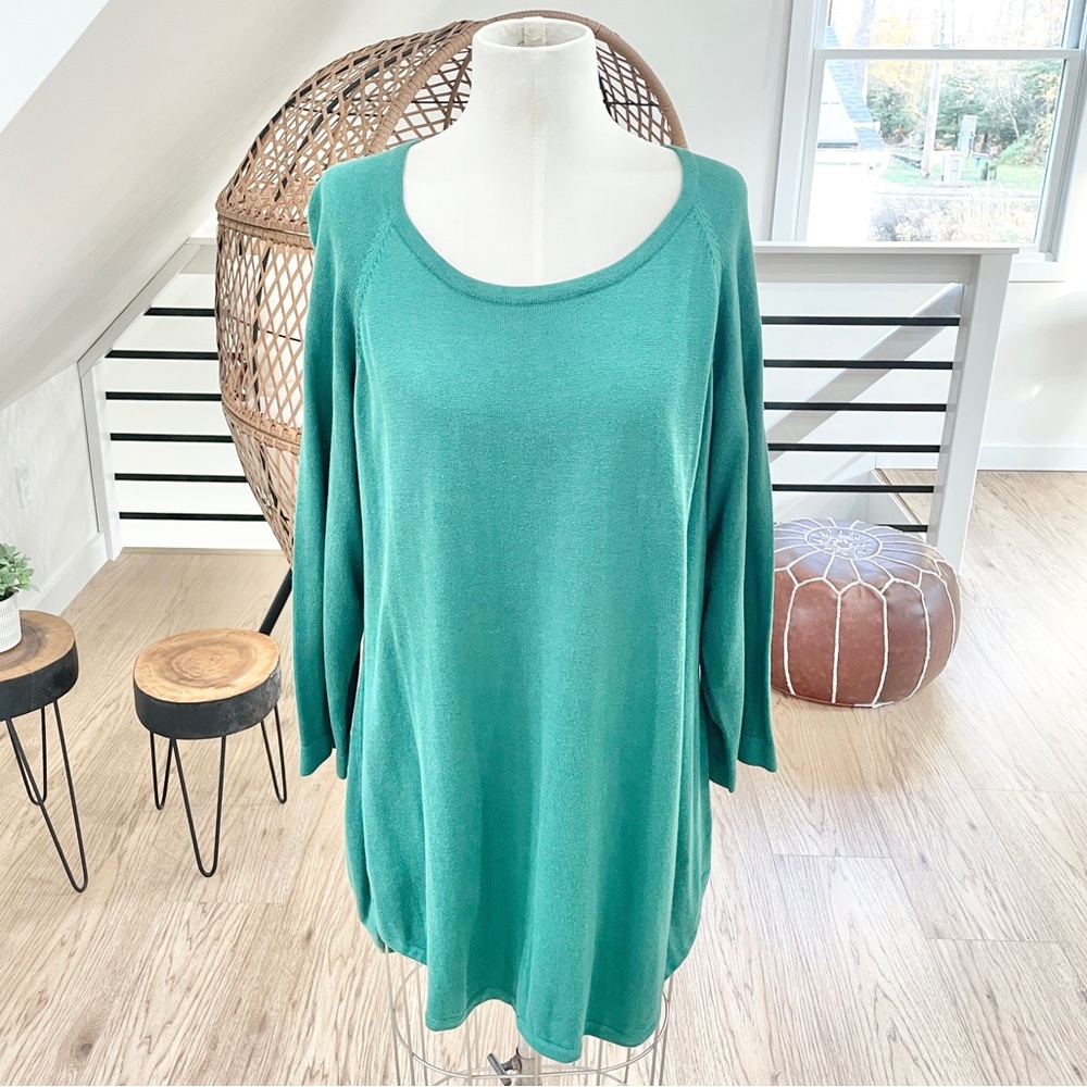 XL Isaac Mizrahi Live green crewneck sweater